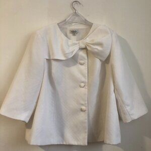 isabella White Women's Plus Size Blazer with Large Bow Collar 3/4 Sleeve 22W